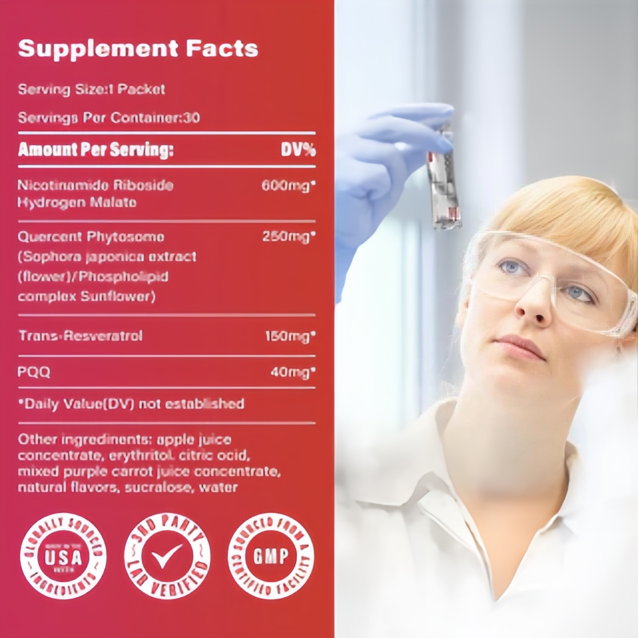 Zooone NR1000-NAD+ Berry Flavor Drink Mix for SkinAging Support, Energy, and Focus-30 Pack